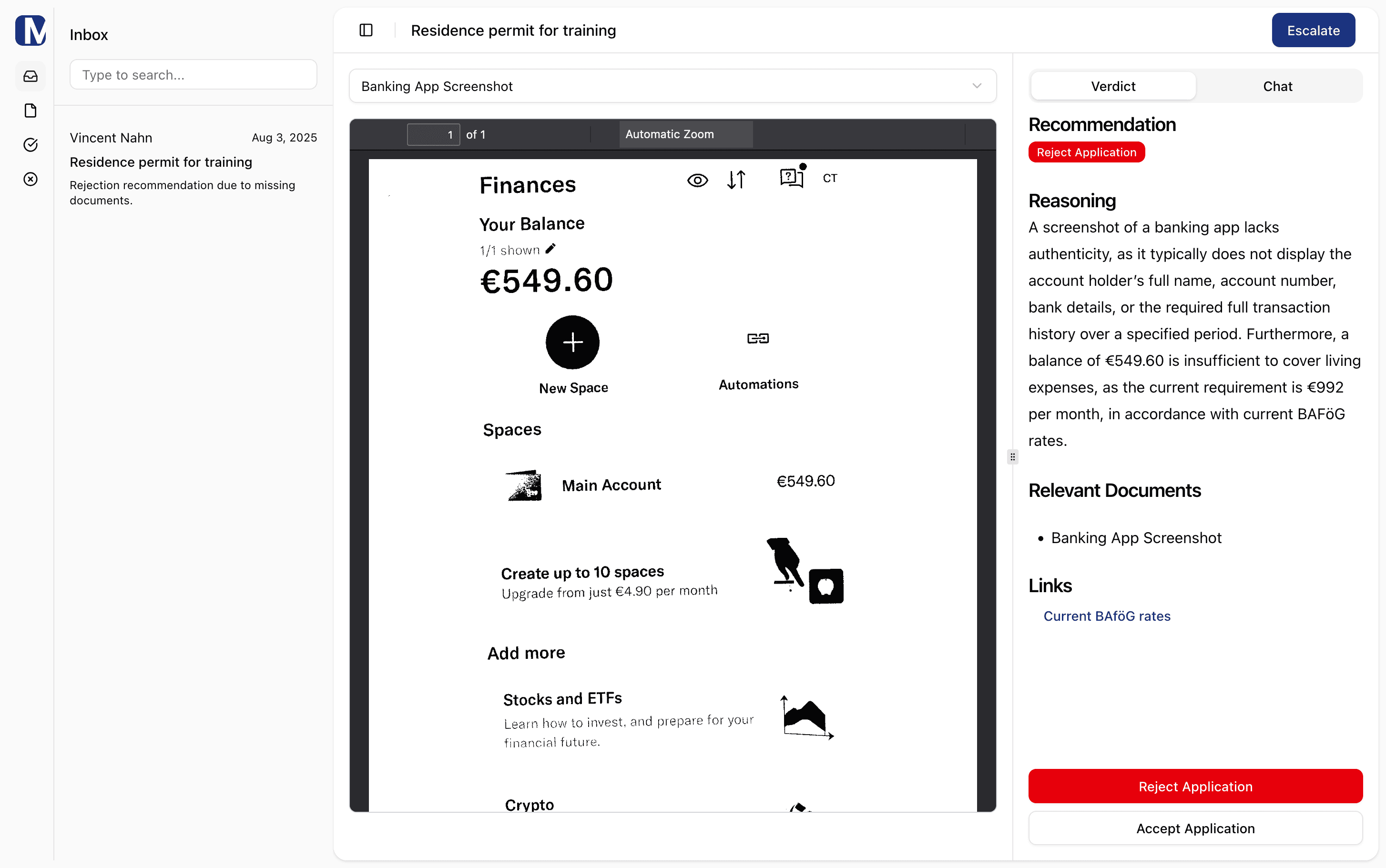 app screen